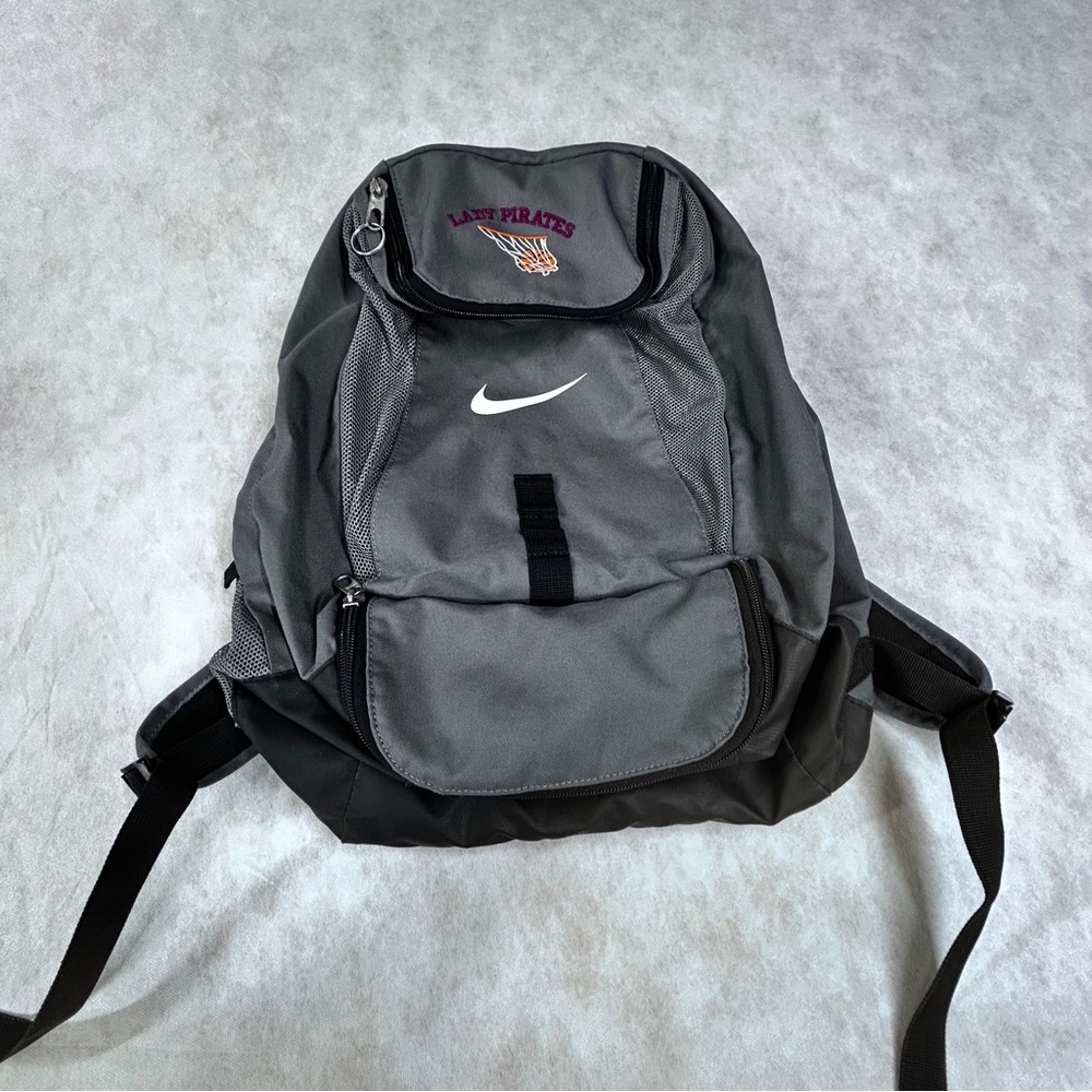 Nike Gray and Black Backpack with Iconic Swoosh Embroidered “Lady Pirates”
